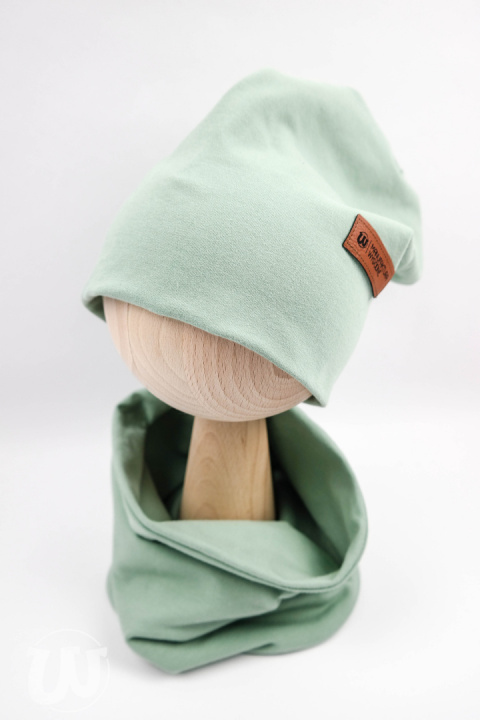 Zestaw: czapka "beanie" z kominem - szafirowy niebieski