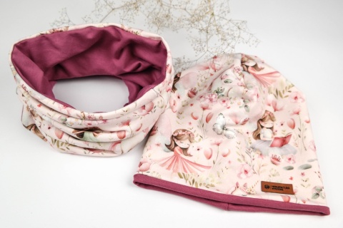 Jednorożce i wróżki- czapka z kominem lub chustą